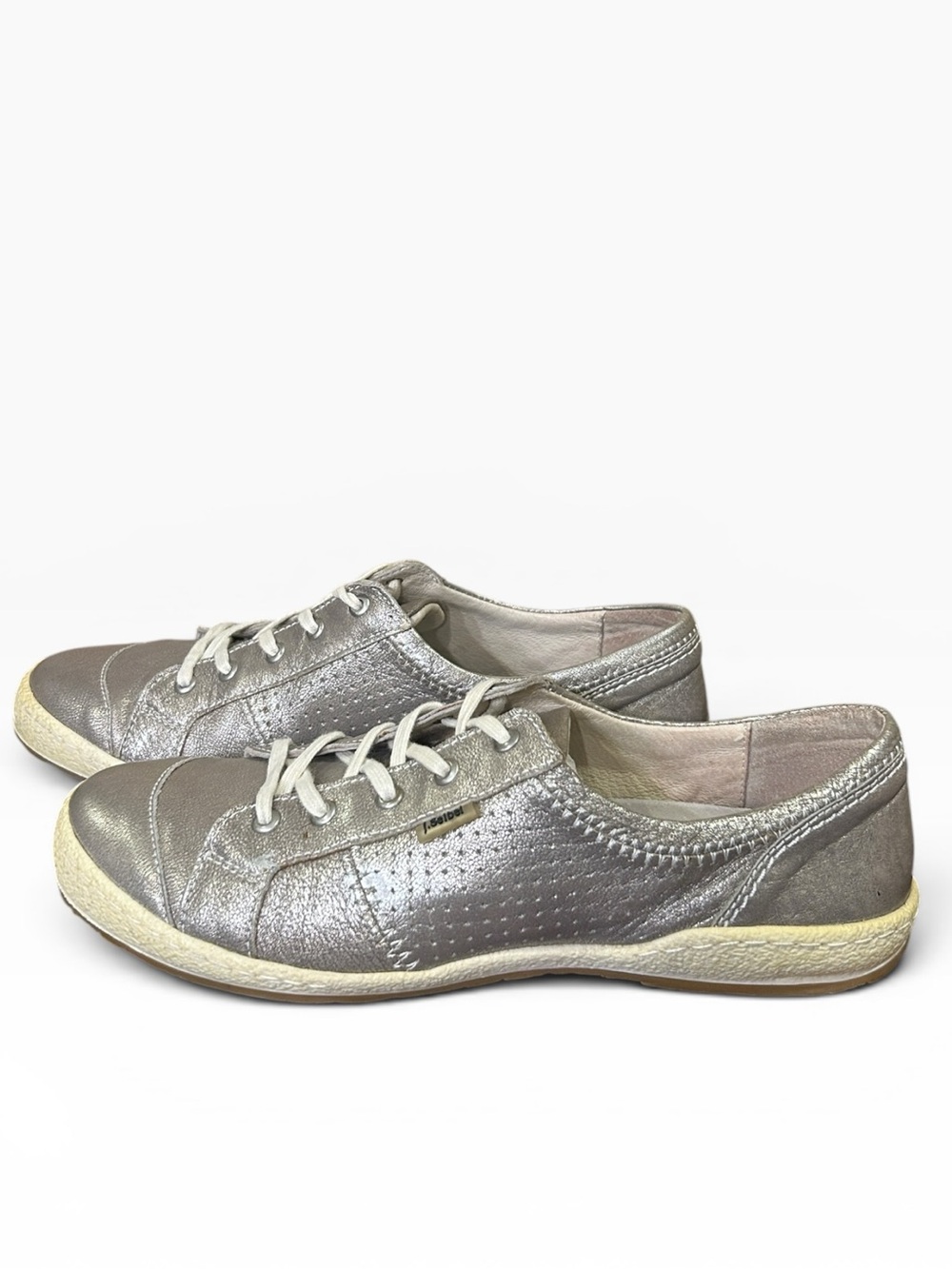 Josef Seibel Caspian Metallic Silver Leather Sneakers Women’s Size 10